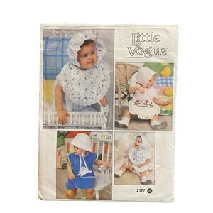 Little Vogue 2177 1980s‎ Toddlers Bibs and Bonnets Sewing Pattern Size
